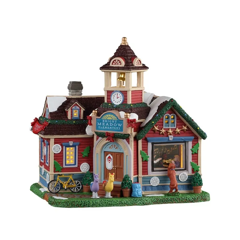 Lemax Edifici Illuminati*Bright Meadow Elementary con Alimentatore Cod. 15766