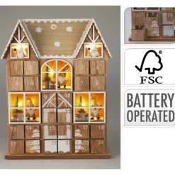 Koopman Luci Di Natale|Complementi D'Arredo*Calendario Avvento Luminoso in Legno 37 cm
