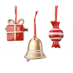 Kaemingk Addobbi Per Albero Di Natale*Campana, Caramella o Pacchetto da appendere 8 cm. Pezzo Singolo