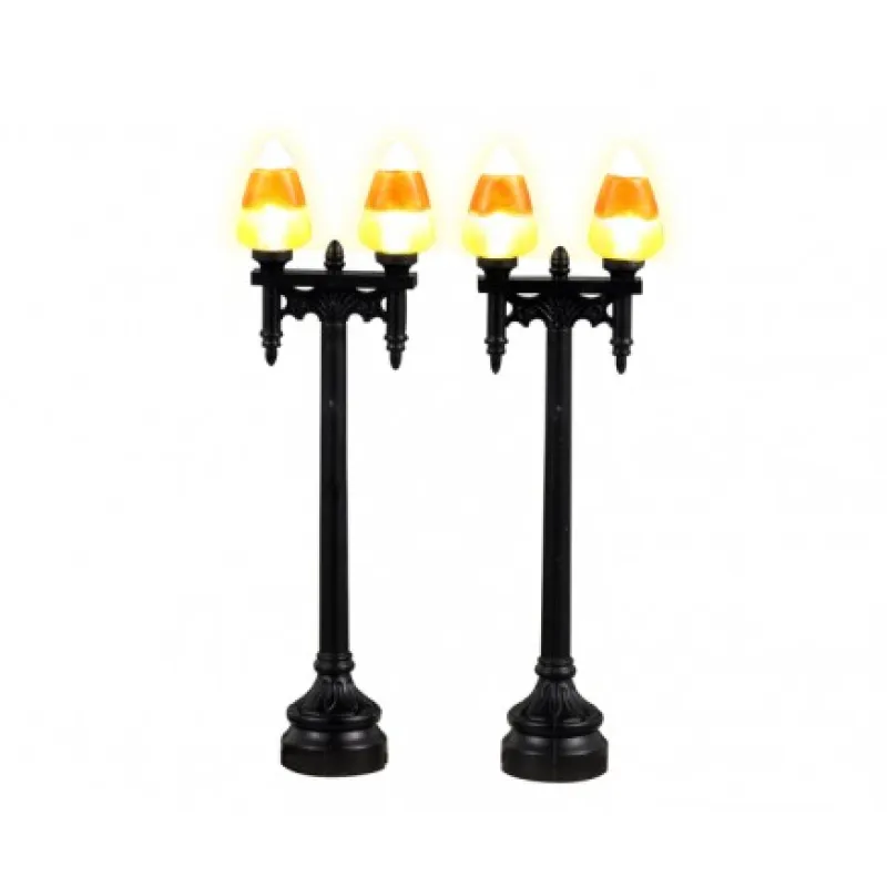Lemax Luci E Alimentatori|Luci E Alimentatori*Candy Corn Street Light Set of 2 B/O 4.5V Cod. 34071
