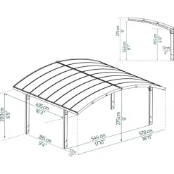 Canopia Carport*Arizona Breeze Carport Doppio in Alluminio 6 X 5 m