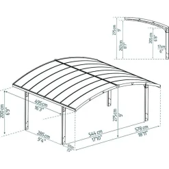 Canopia Carport*Arizona Breeze Carport Doppio in Alluminio 6 X 5 m