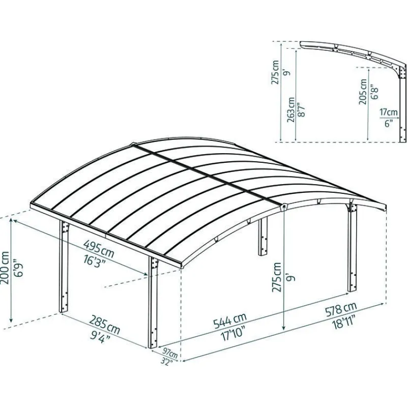 Canopia Carport*Arizona Breeze Carport Doppio in Alluminio 6 X 5 m