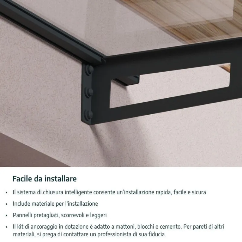Canopia Pensiline*Bremen Pensilina Da Esterno 205X93 cm Trasparente