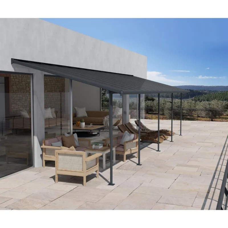 Canopia Pergole*Capri Pergola Addossata in Alluminio 3X8.6 m Grigio