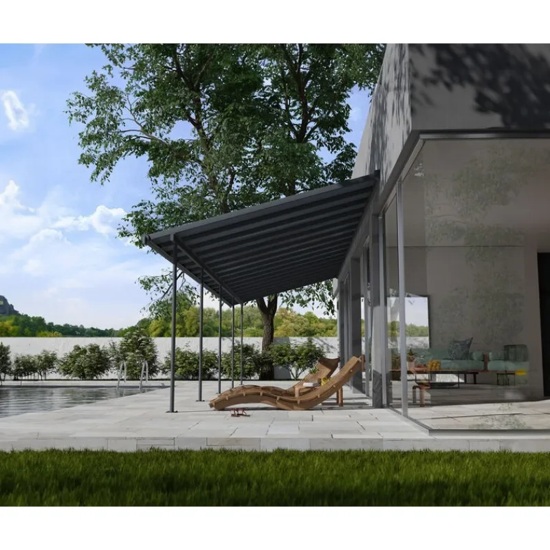 Canopia Pergole*Capri Pergola Addossata in Alluminio 3X9.7 m Grigio