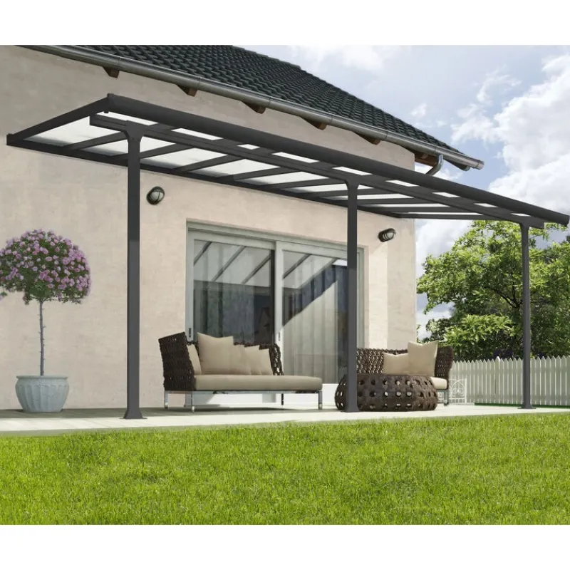 Canopia Pergole*Feria Pergola Addossata in Alluminio 3X5.5 m Grigio