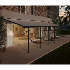 Canopia Pergole*Feria Pergola Addossata in Alluminio 3X8.5 m Grigio