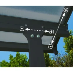 Canopia Pergole*Feria Pergola Addossata in Alluminio 3X8.5 m Grigio