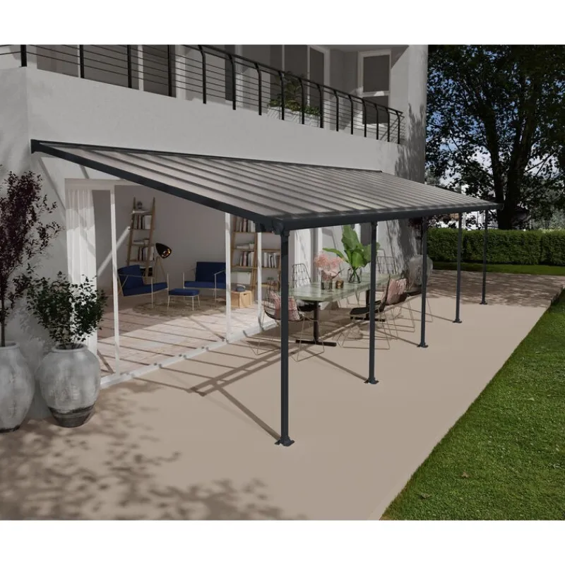 Canopia Pergole*Feria Pergola Addossata in Alluminio 3X9.7 m Grigio