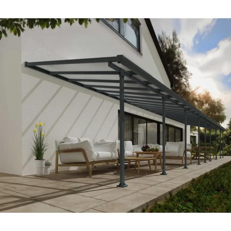 Canopia Pergole*Feria Pergola Addossata in Alluminio 3X13.4 m Grigio