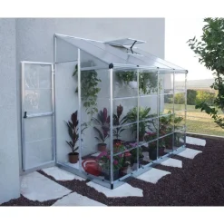 Canopia Serra Da Giardino Canopia*Lean-To Serra Da Giardino in Policarbonato Argento 244X124X225 cm Ibrida