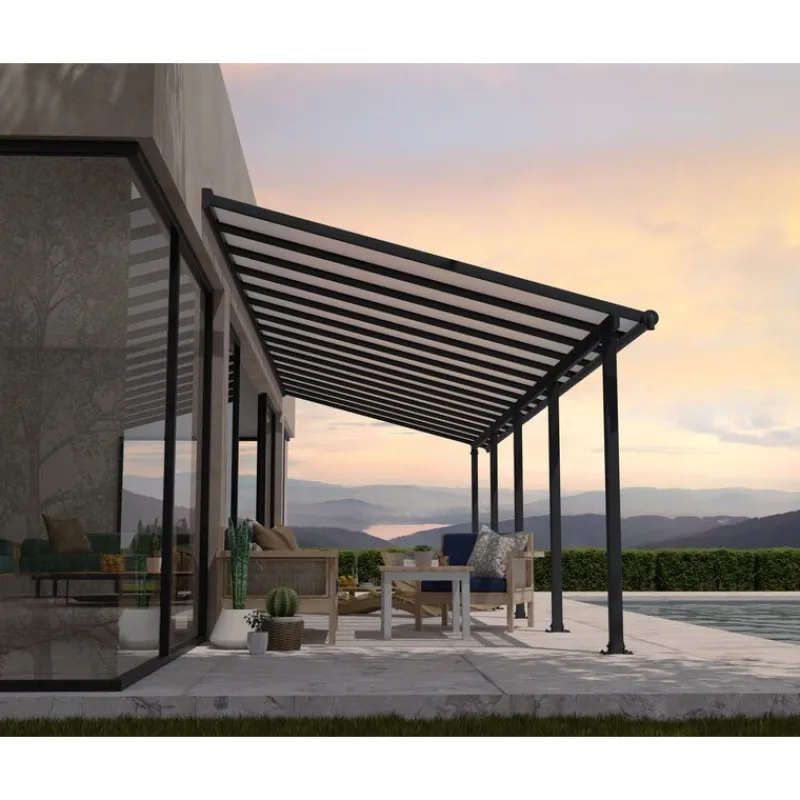 Canopia Pergole*Olympia Pergola Addossata in Alluminio 3X9.2 m Grigio