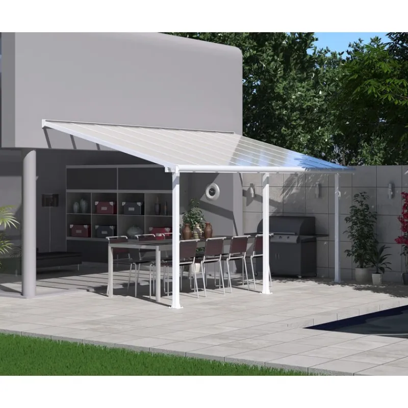 Canopia Pergole*Olympia Pergola Addossata in Alluminio 3X5.5 m Bianco