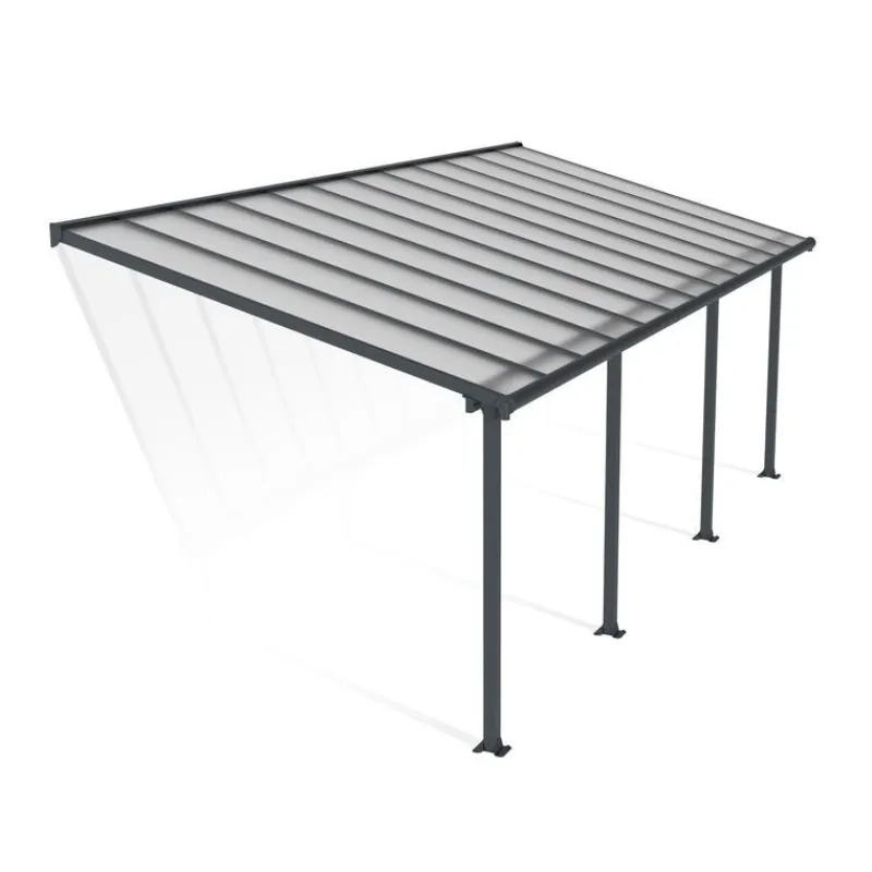 Canopia Pergole*Olympia Pergola Addossata in Alluminio 3X7.4 m Grigio