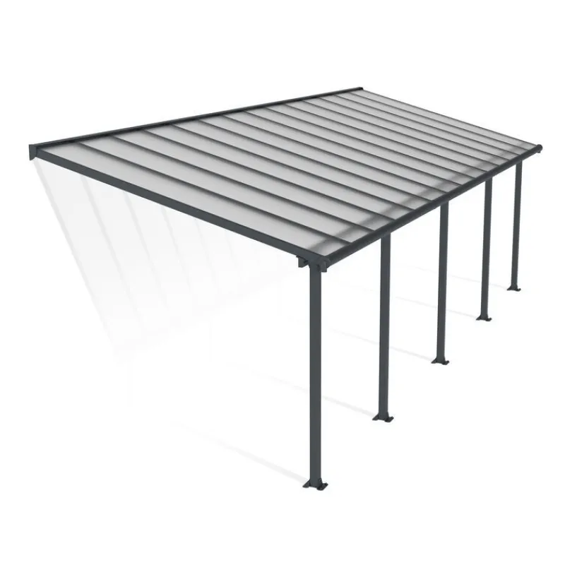 Canopia Pergole*Olympia Pergola Addossata in Alluminio 3X8.6 m Grigio