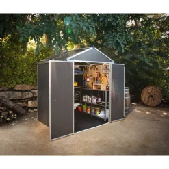 Canopia Casette Da Giardino Piccole*Rubicon Casetta Da Giardino in Policarbonato Ultra Resistente 154X185X217 cm Grigio Scuro