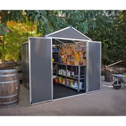 Canopia Casette Da Giardino Piccole*Rubicon Casetta Da Giardino in Policarbonato Ultra Resistente 229X185X217 cm Grigio Scuro