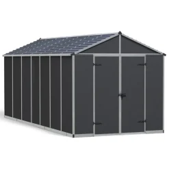 Canopia Casette Da Giardino Grandi*Rubicon Casetta Da Giardino in Policarbonato Ultra Resistente 528X237X235 cm Grigio Scuro