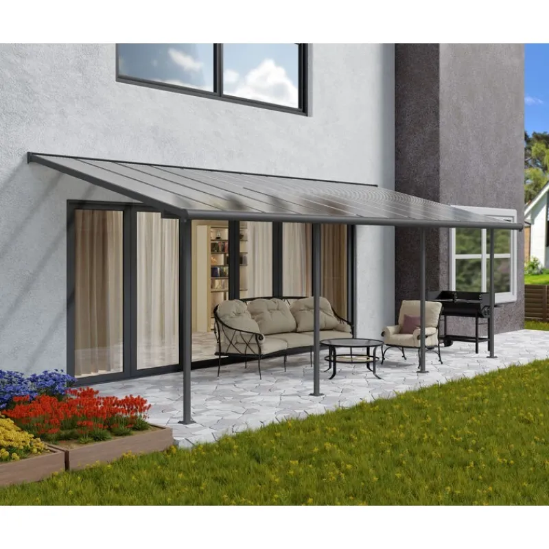 Canopia Pergole*Sierra Pergola Addossata in Alluminio 3X7.4 m Grigio