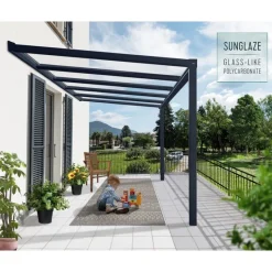 Canopia Pergole*Stockholm Pergola Addossata in Alluminio di Premium 3.4X3.7 m Trasparente