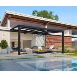 Canopia Pergole*Stockholm Pergola Addossata in Alluminio di Premium 3.4X5.2 m Trasparente