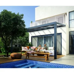 Canopia Pergole*Stockholm Pergola Addossata in Alluminio di Premium 3.4X5.2 m Trasparente