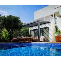 Canopia Pergole*Stockholm Pergola Addossata in Alluminio di Premium 3.4X5.2 m Trasparente