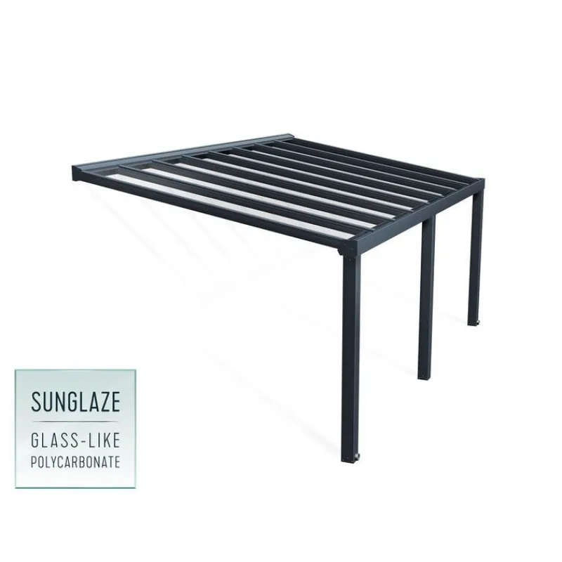 Canopia Pergole*Stockholm Pergola Addossata in Alluminio di Premium 3.4X6 m Trasparente