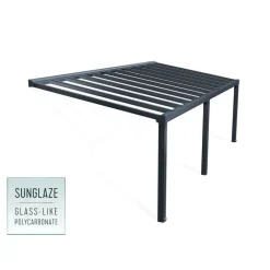Canopia Pergole*Stockholm Pergola Addossata in Alluminio di Premium 3.4X8 m Trasparente