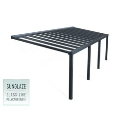 Canopia Pergole*Stockholm Pergola Addossata in Alluminio di Premium 3.4X9.5 m Trasparente