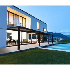 Canopia Pergole*Stockholm Pergola Addossata in Alluminio di Premium 3.4X9.5 m Trasparente