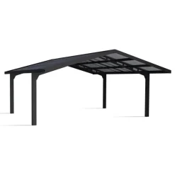 Canopia Carport*Sydney Carport Doppio Tetto Spiovente in Alluminio 6 X 6 m Nero