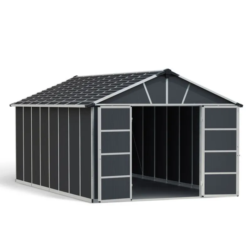 Canopia Casette Da Giardino Grandi*Yukon Casetta Da Giardino in Policarbonato 519X332X252 cm Grigio Pavimento Incluso