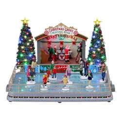 Lemax Edifici E Giostre In Movimento*Christmas Grove Skating Rink con Alimentatore 4.5V Cod. 14870