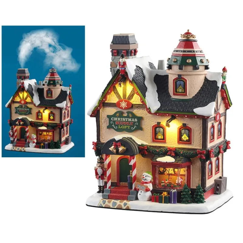 Lemax Edifici Illuminati|Lemax Best Buy*Christmas Supply Loft Effetto Fumo con Alimentatore 4.5V Cod. 15741