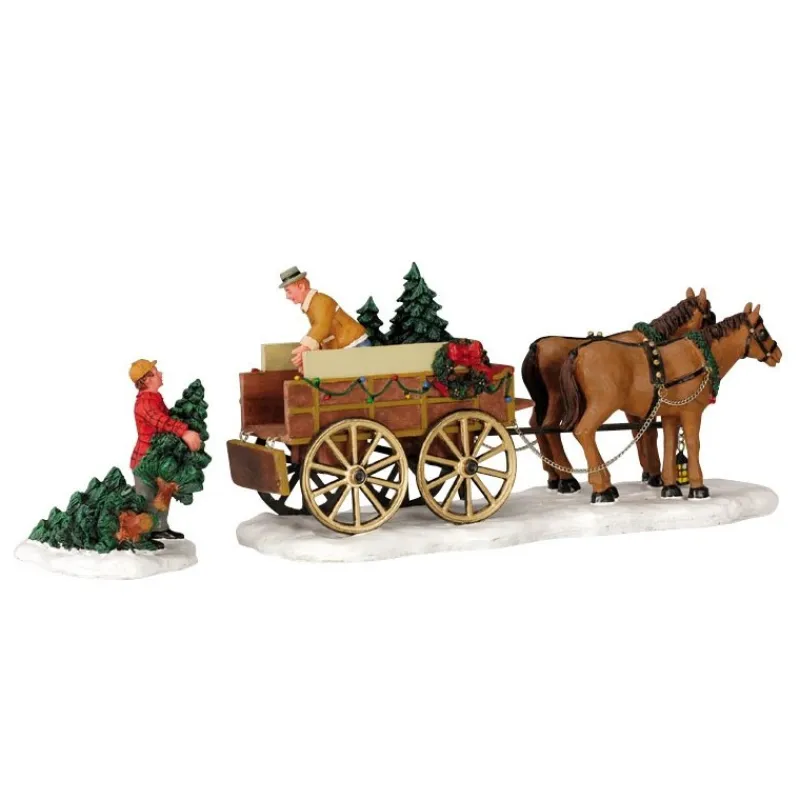 Lemax Personaggi|Scene Natalizie*Christmas Tree Wagon Set of 2 Cod. 43451