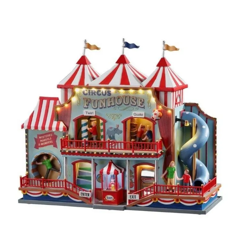 Lemax Edifici Illuminati|Edifici E Giostre In Movimento*Circus Funhouse con Alimentatore 4.5V Cod. 05616