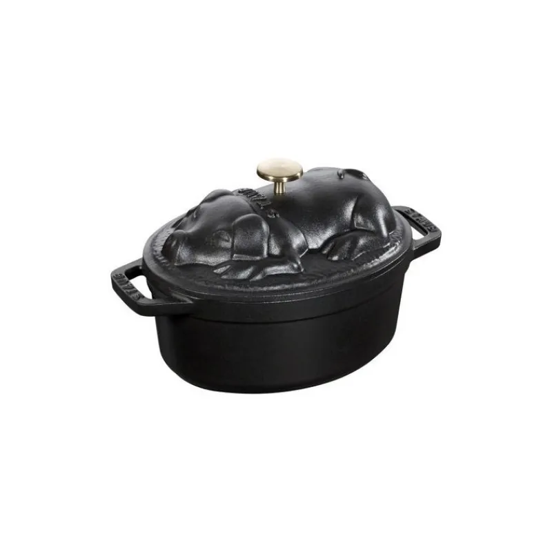 Staub Cocotte Ovali*Cocotte Ovale Maialino 17 cm Nera in Ghisa