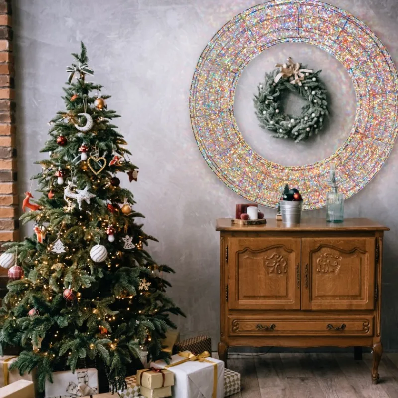 Lotti Luci Di Natale|Luci Di Natale*Corona 3D Marrone Ø 110cm HDM 15000 MicroLED RGB