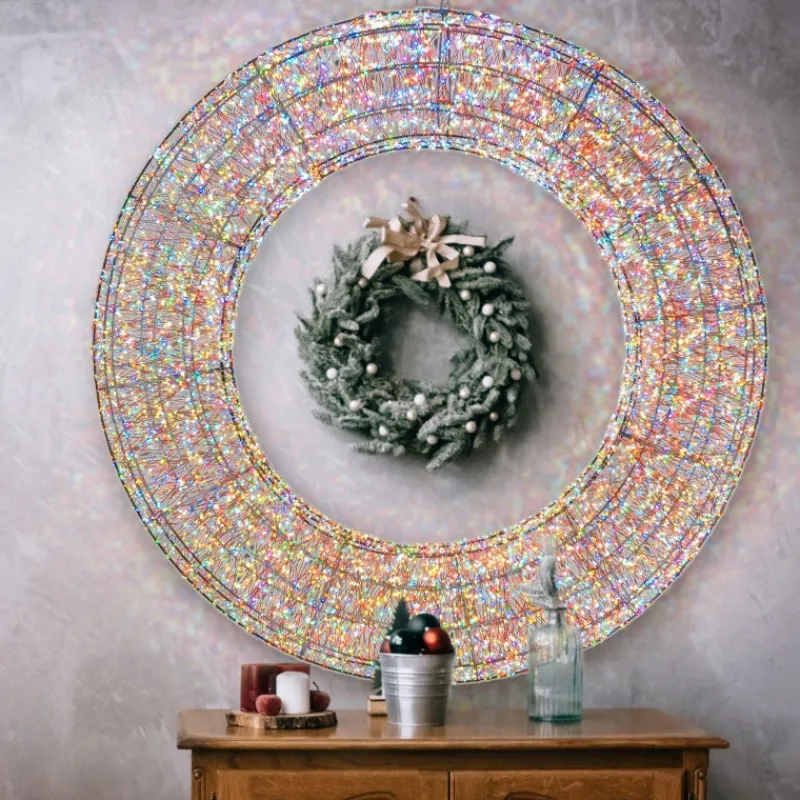 Lotti Luci Di Natale|Luci Di Natale*Corona 3D Marrone Ø 110cm HDM 15000 MicroLED RGB
