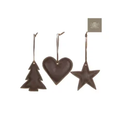 Edelman Palline Di Natale|Addobbi Per Albero Di Natale*Cuore Stella Albero In Cuoio Cioccolato. Pezzo Singolo