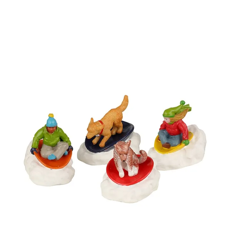 Lemax Personaggi*Dog Snow Saucer Fun Set Of 4 Cod. 22121