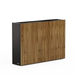 Herstera Fioriere In Metallo Herstera*Fioriera Alta DECO PLANTER DIVIDER 25 in Metallo colore Nero e Legno 100x25x80 cm