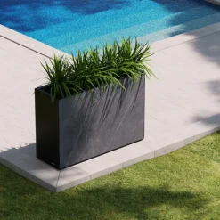 Herstera Fioriere In Metallo Herstera*Fioriera Alta DECO PLANTER DIVIDER 40 in Metallo colore Nero e Pannello Effetto Marmo 120x40x80 cm