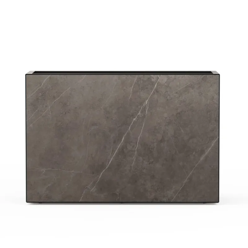 Herstera Fioriere In Metallo Herstera*Fioriera Alta DECO PLANTER DIVIDER 25 in Metallo colore Nero e Pannello Effetto Marmo 120x25x80 cm