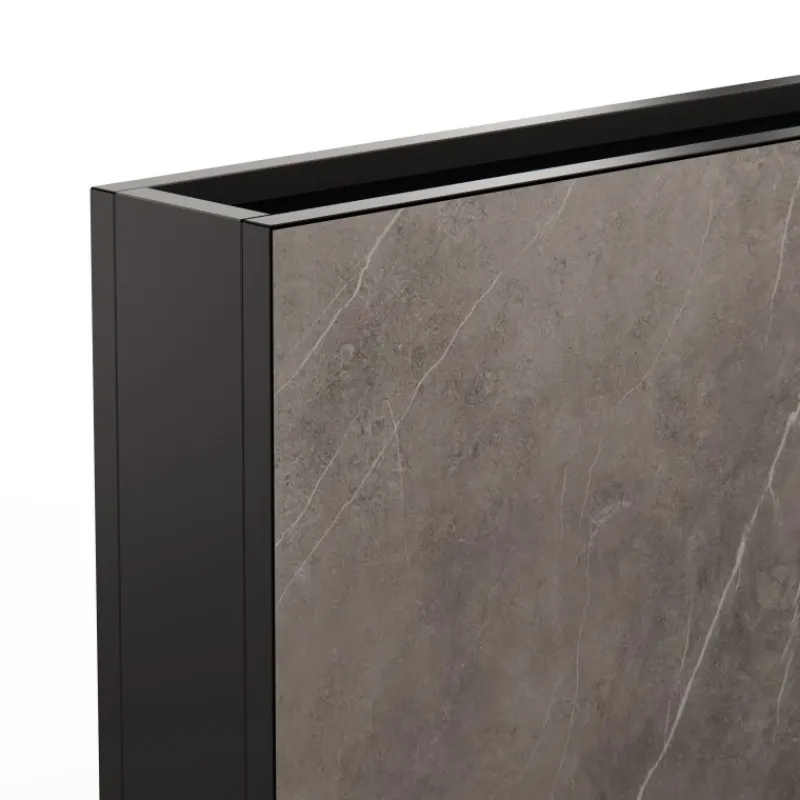 Herstera Fioriere In Metallo Herstera*Fioriera Alta DECO PLANTER DIVIDER 25 in Metallo colore Nero e Pannello Effetto Marmo 120x25x80 cm