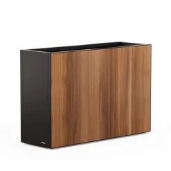 Herstera Fioriere In Metallo Herstera*Fioriera Alta DECO PLANTER DIVIDER 40 in Metallo colore Nero e Pannello Effetto Legno 120x40x80 cm