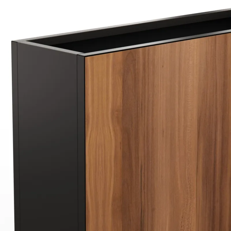 Herstera Fioriere In Metallo Herstera*Fioriera Alta DECO PLANTER DIVIDER 40 in Metallo colore Nero e Pannello Effetto Legno 120x40x80 cm