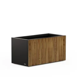 Herstera Fioriere In Metallo Herstera*Fioriera DECO PLANTER in Metallo colore Nero e Legno 100x50x50 cm